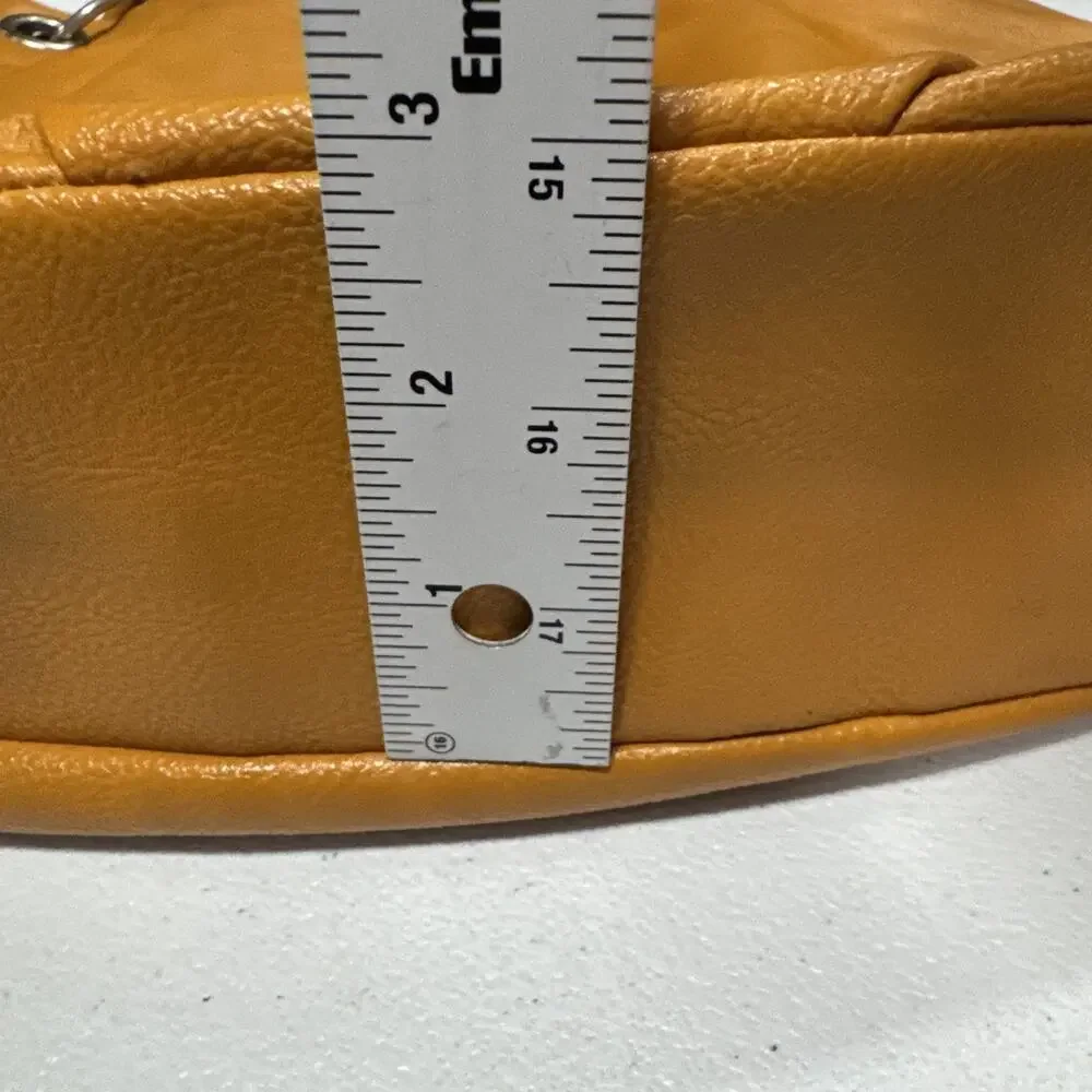 Nine West Large Faux Pebbled Leather Satchel Shoulder Handbag Mustard Yellow